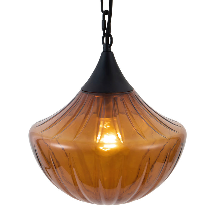 Alora Canada - PD651012MBAM - One Light Pendant - Farrah - Matte Black/Amber