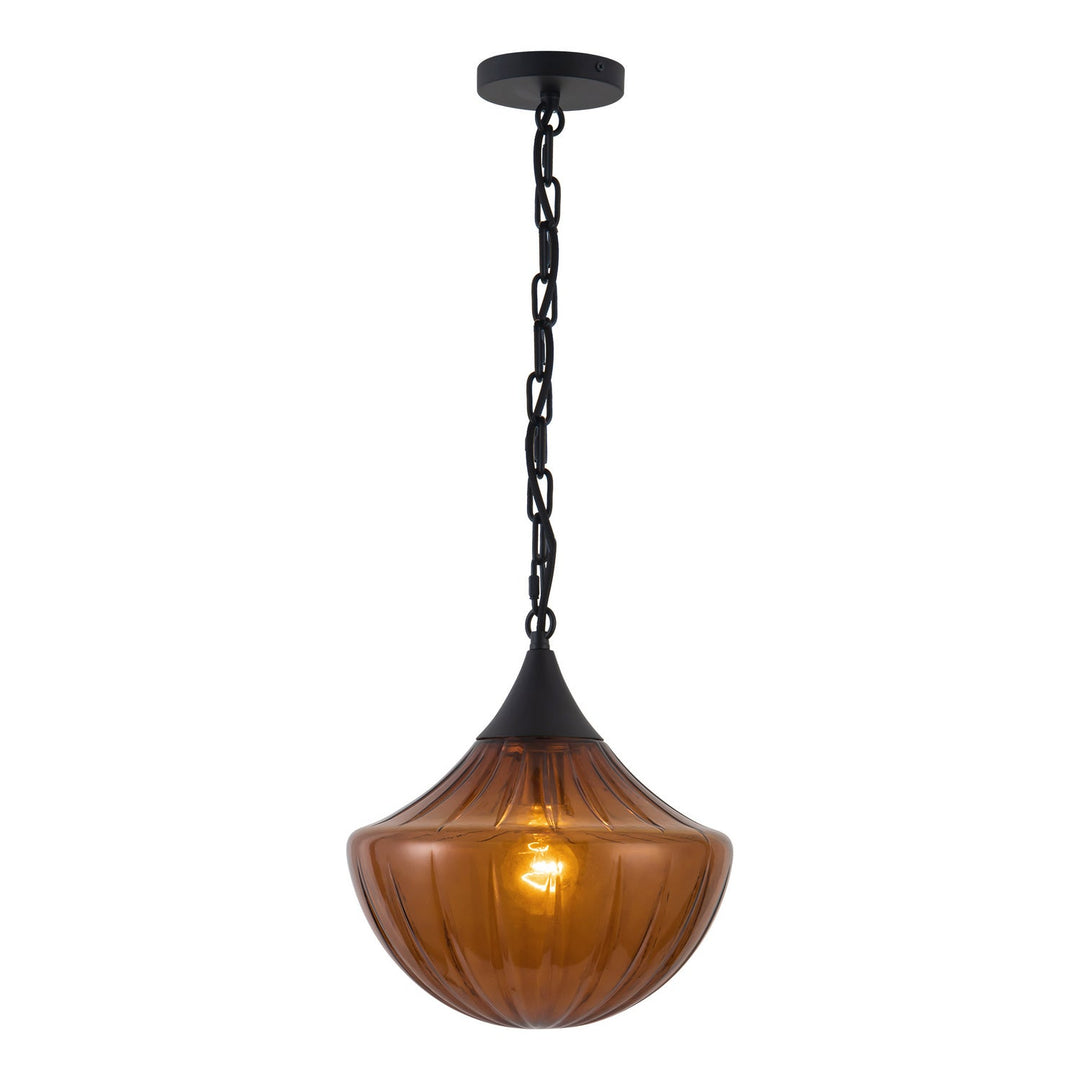 Alora Canada - PD651012MBAM - One Light Pendant - Farrah - Matte Black/Amber