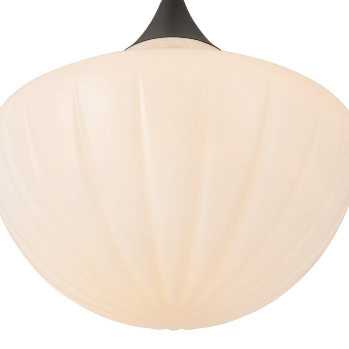 Alora Canada - PD651012MBGR - One Light Pendant - Farrah - Matte Black/Glossy Ribbed Opal Glass