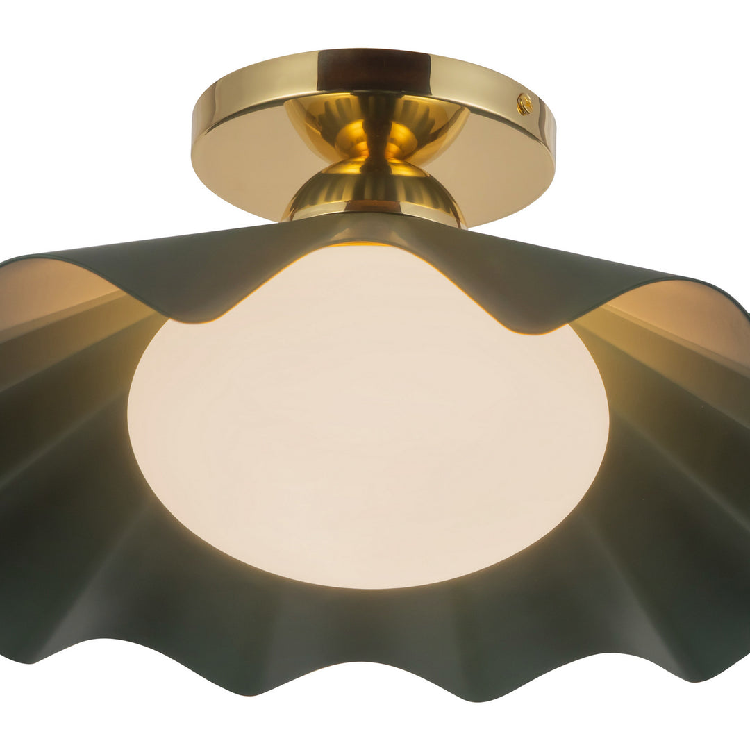 Alora Canada - SF354016PGN - One Light Semi-Flush Mount - Furrow - Pine Green