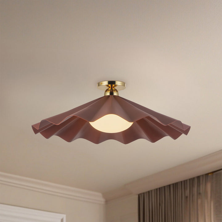 Alora Canada - SF354125BGD - One Light Semi-Flush Mount - Furrow - Burgundy