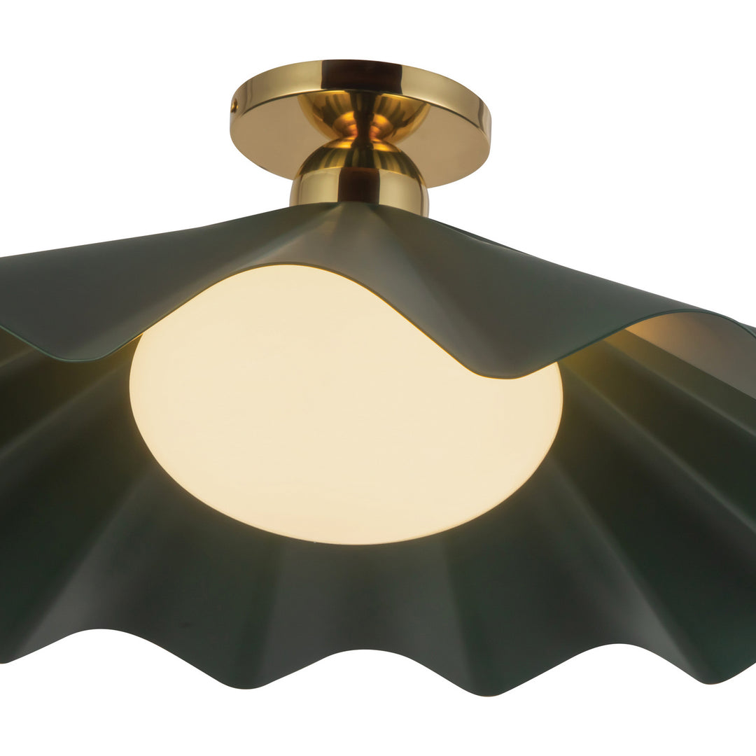 Alora Canada - SF354125PGN - One Light Semi-Flush Mount - Furrow - Pine Green