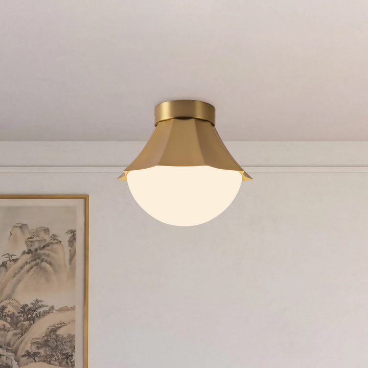 Alora Canada - SF595211BGOP - One Light Semi-Flush Mount - Shelton - Brushed Gold
