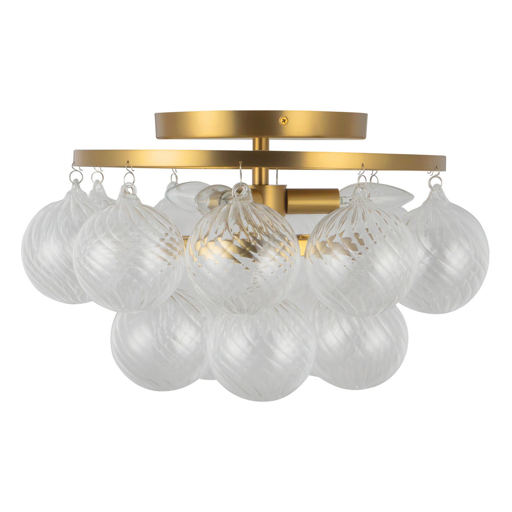 Alora Canada - SF654318BGRC - Three Light Semi-Flush Mount - Faye - Brushed Gold/Clear Ribbed Glass