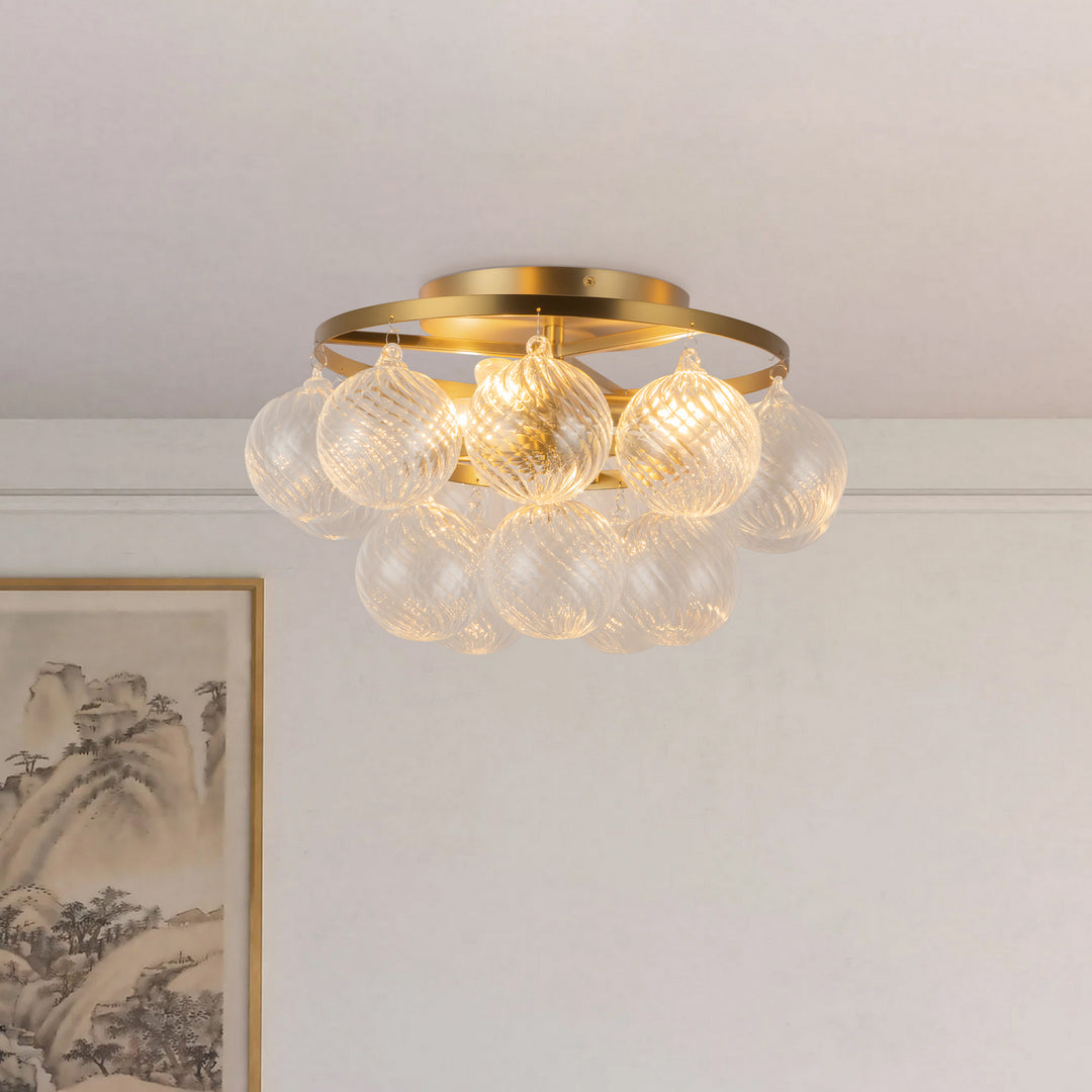 Alora Canada - SF654318BGRC - Three Light Semi-Flush Mount - Faye - Brushed Gold/Clear Ribbed Glass