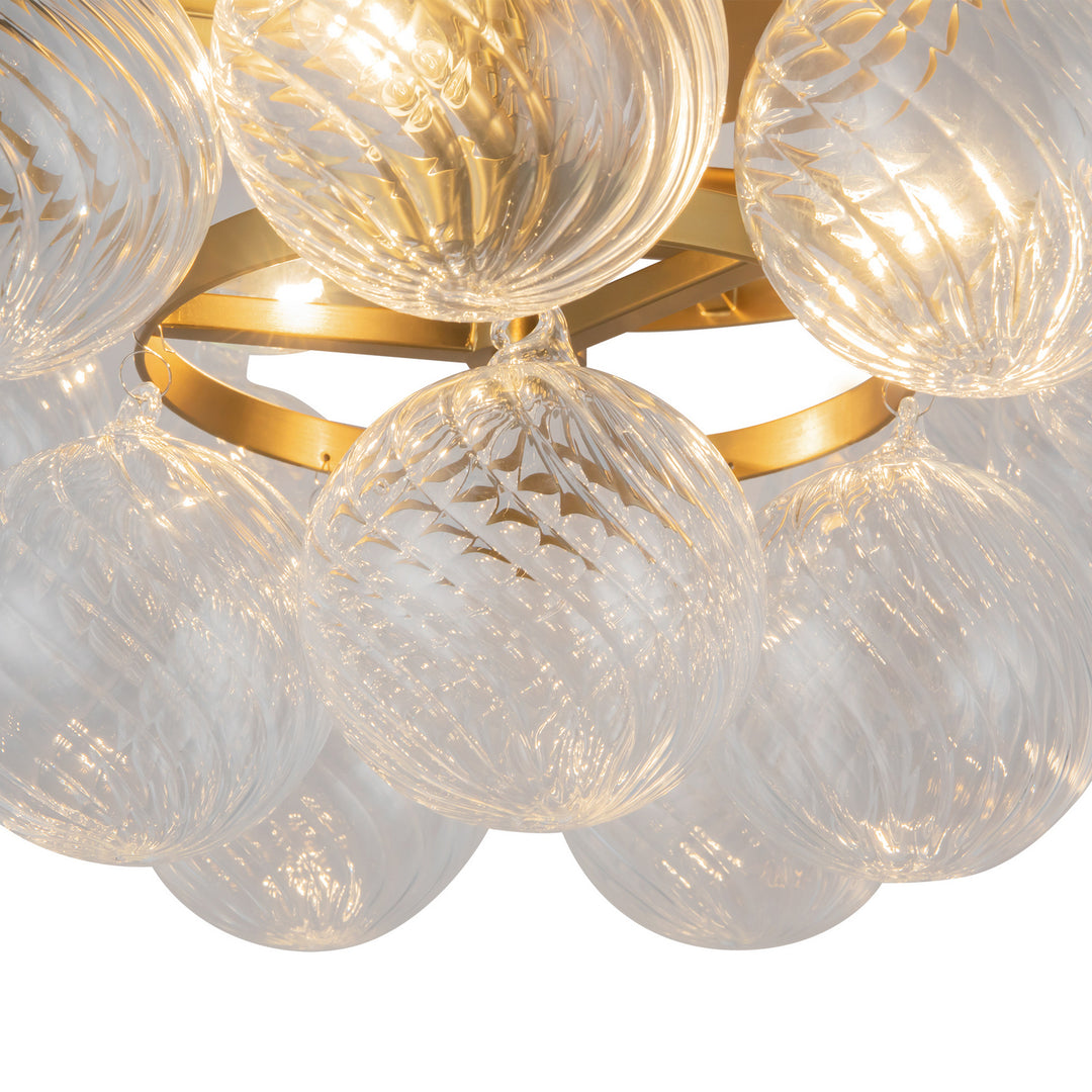 Alora Canada - SF654318BGRC - Three Light Semi-Flush Mount - Faye - Brushed Gold/Clear Ribbed Glass