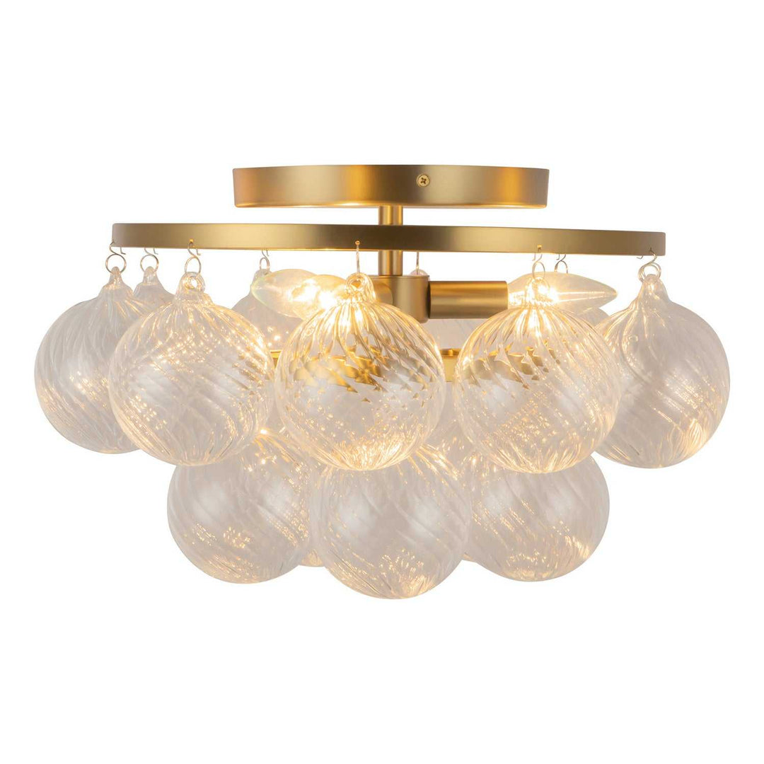 Alora Canada - SF654318BGRC - Three Light Semi-Flush Mount - Faye - Brushed Gold/Clear Ribbed Glass