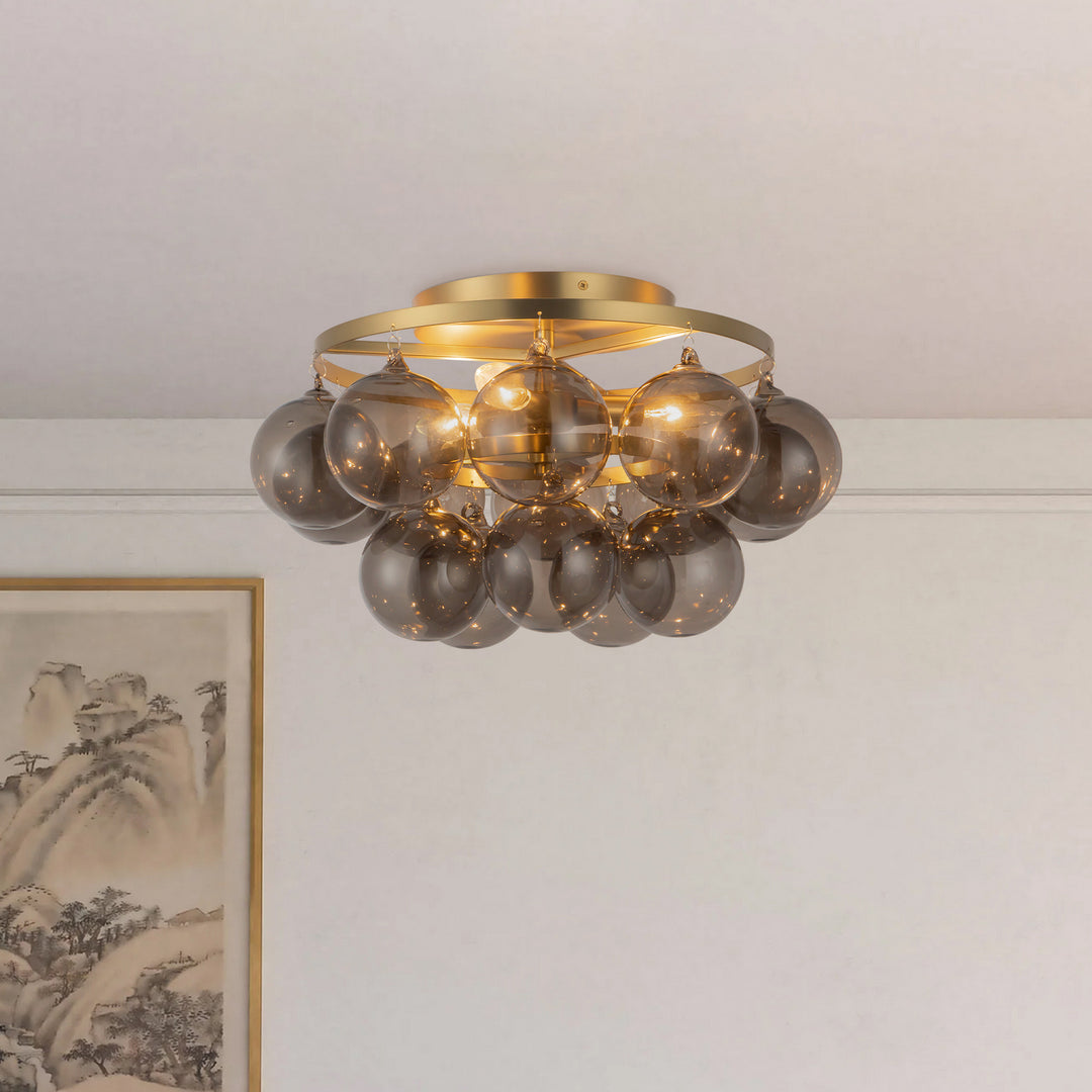 Alora Canada - SF654318BGSM - Three Light Semi-Flush Mount - Faye - Brushed Gold/Smoked Glass