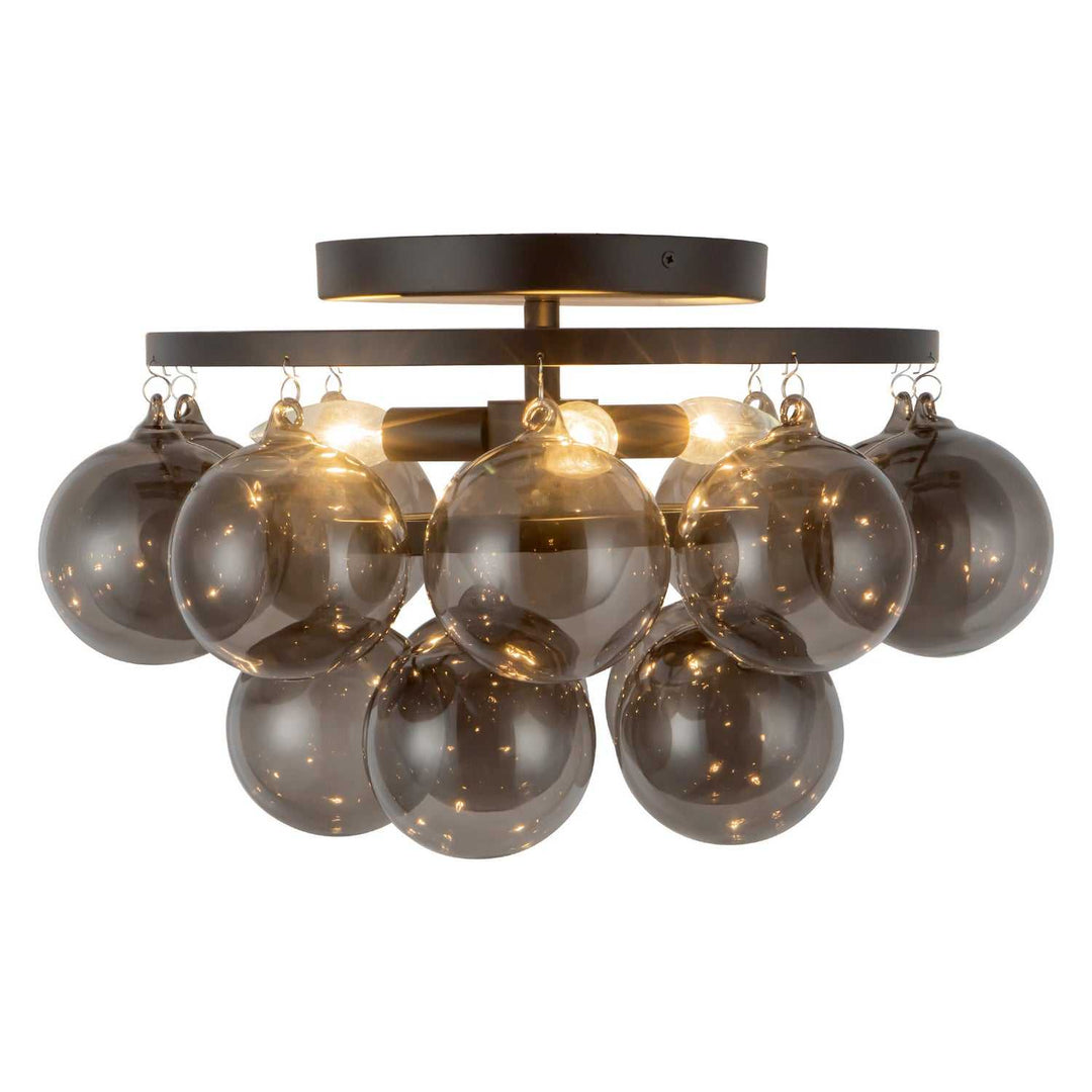 Alora Canada - SF654318MBSM - Three Light Semi-Flush Mount - Faye - Matte Black/Smoked Solid Glass