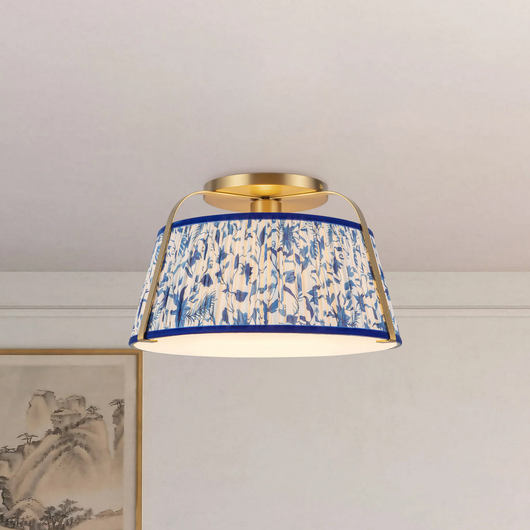Alora Canada - SF675213BGBL - One Light Semi-Flush Mount - Scout - Brushed Gold/Blue Linen