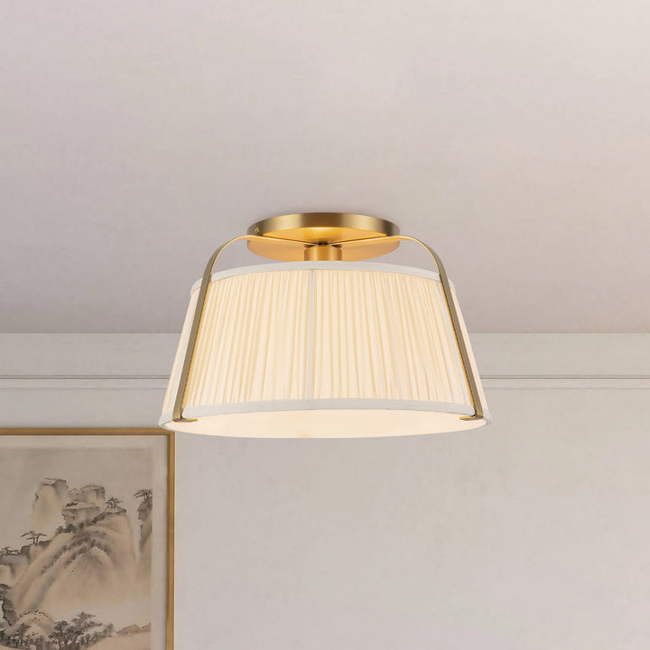 Alora Canada - SF675213BGWL - One Light Semi-Flush Mount - Scout - Brushed Gold/White Linen