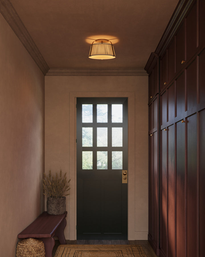 Alora Canada - SF675213BGWL - One Light Semi-Flush Mount - Scout - Brushed Gold/White Linen