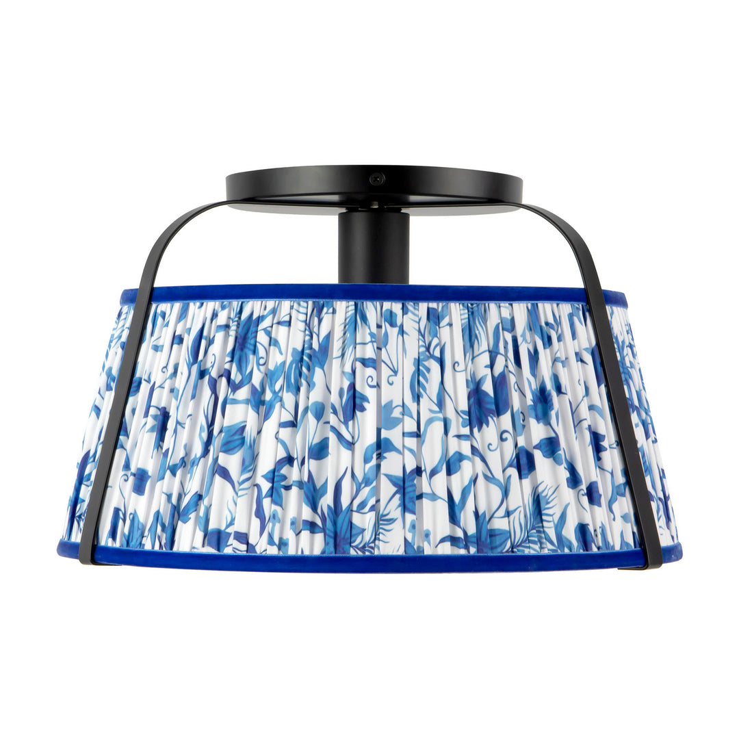 Alora Canada - SF675213MBBL - One Light Semi-Flush Mount - Scout - Matte Black/Blue Linen