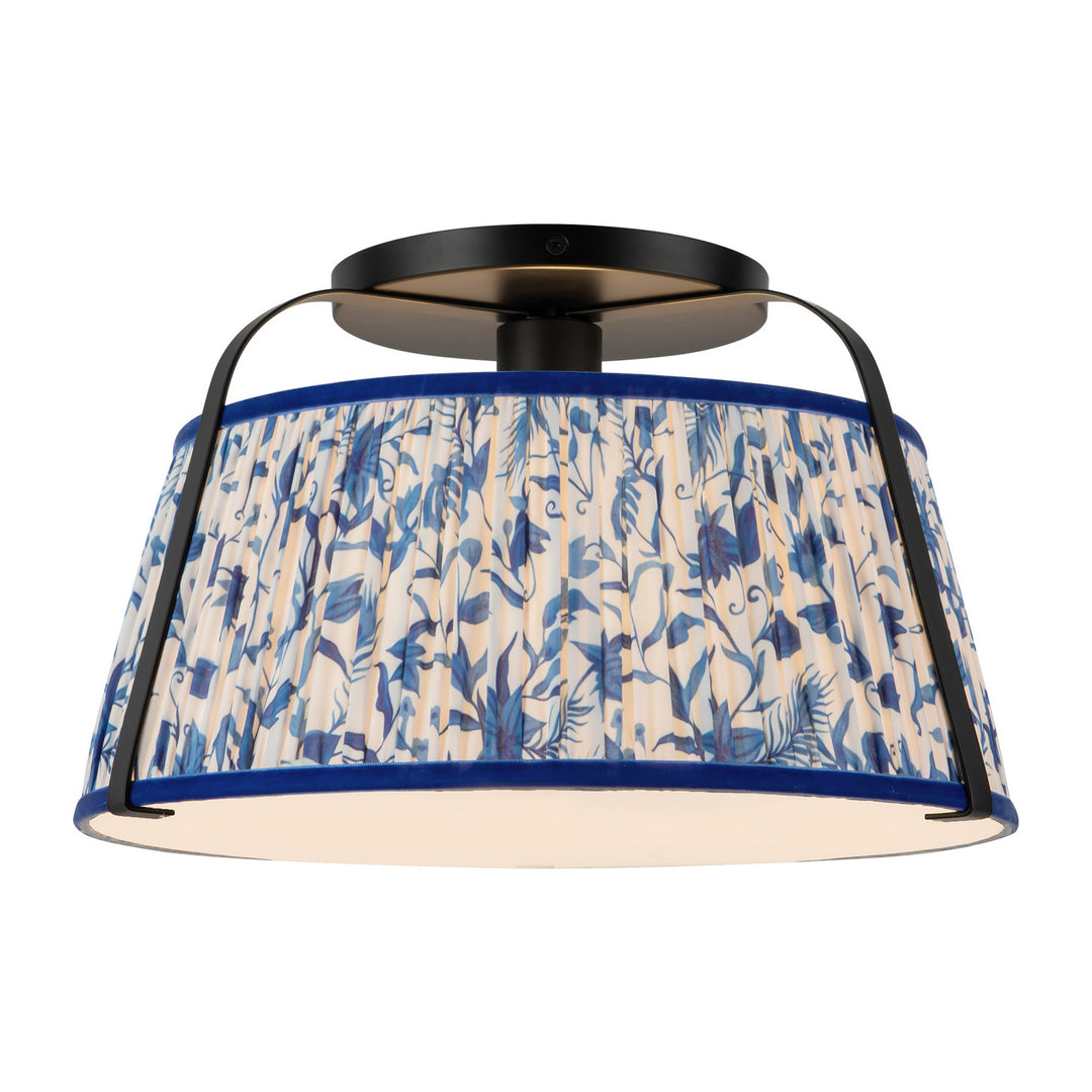 Alora Canada - SF675213MBBL - One Light Semi-Flush Mount - Scout - Matte Black/Blue Linen