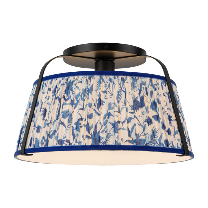 Alora Canada - SF675213MBBL - One Light Semi-Flush Mount - Scout - Matte Black/Blue Linen
