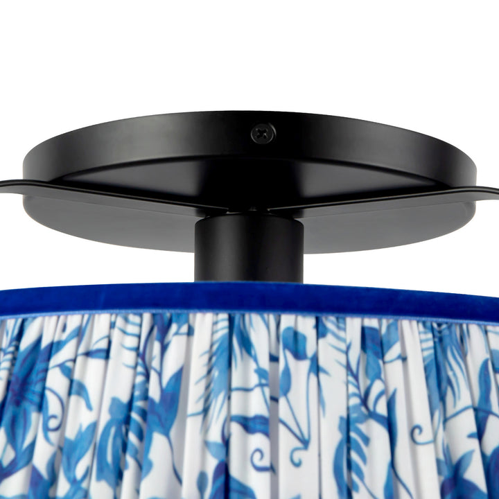 Alora Canada - SF675213MBBL - One Light Semi-Flush Mount - Scout - Matte Black/Blue Linen