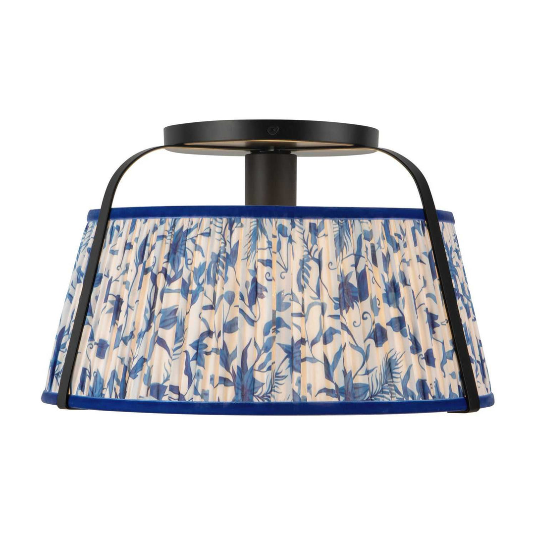 Alora Canada - SF675213MBBL - One Light Semi-Flush Mount - Scout - Matte Black/Blue Linen