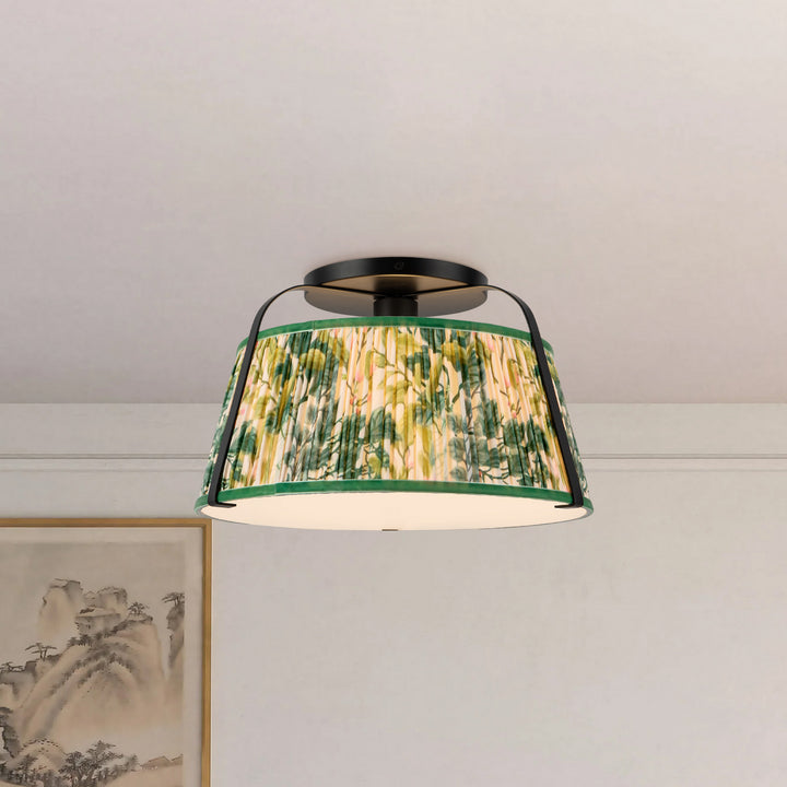 Alora Canada - SF675213MBGL - One Light Semi-Flush Mount - Scout - Matte Black/Green Linen