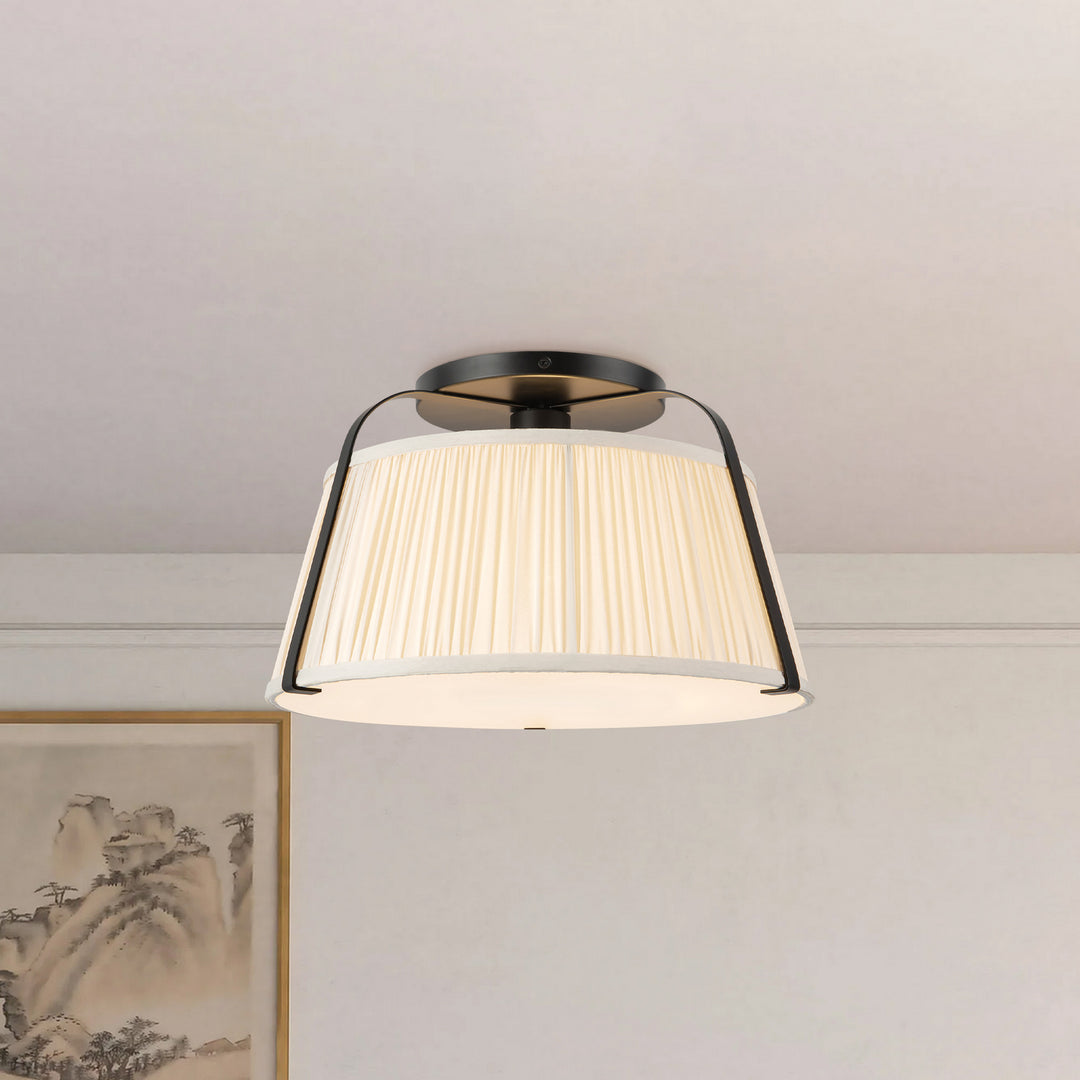 Alora Canada - SF675213MBWL - One Light Semi-Flush Mount - Scout - Matte Black/White Linen