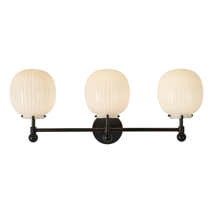 Alora Canada - VL579328MBGR - Three Light Bathroom Vanity - Cherise - Matte Black/Glossy Ribbed Opal Glass