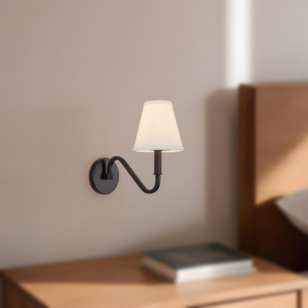 Alora Canada - WS445106MBWL - One Light Wall Sconce - Sloan - Matte Black/White Linen
