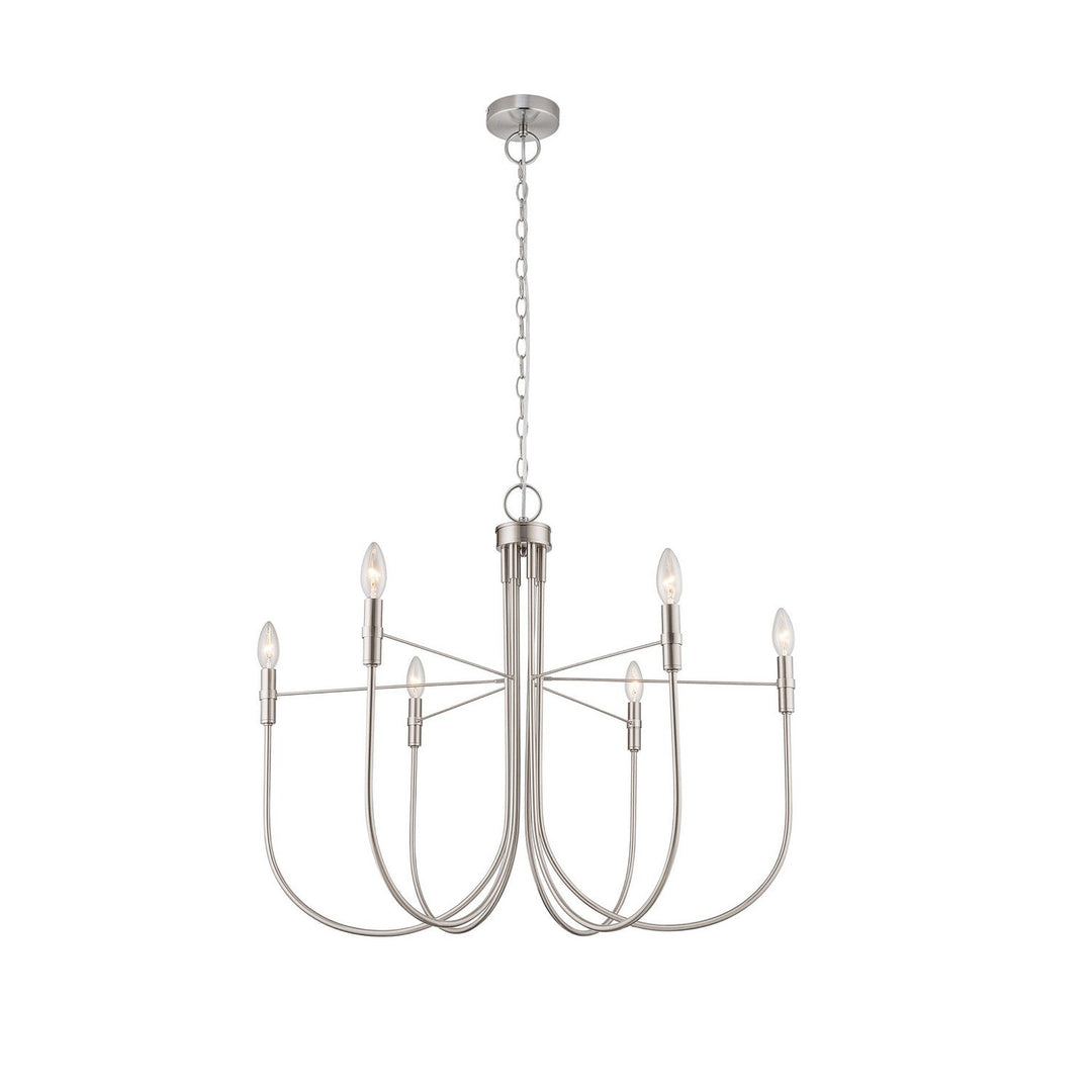 Foundry Six Light Chandelier in Brushed Nickel Artcraft Canada