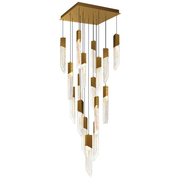 Petra LED Chandelier in Brass CWI Lighting Canada