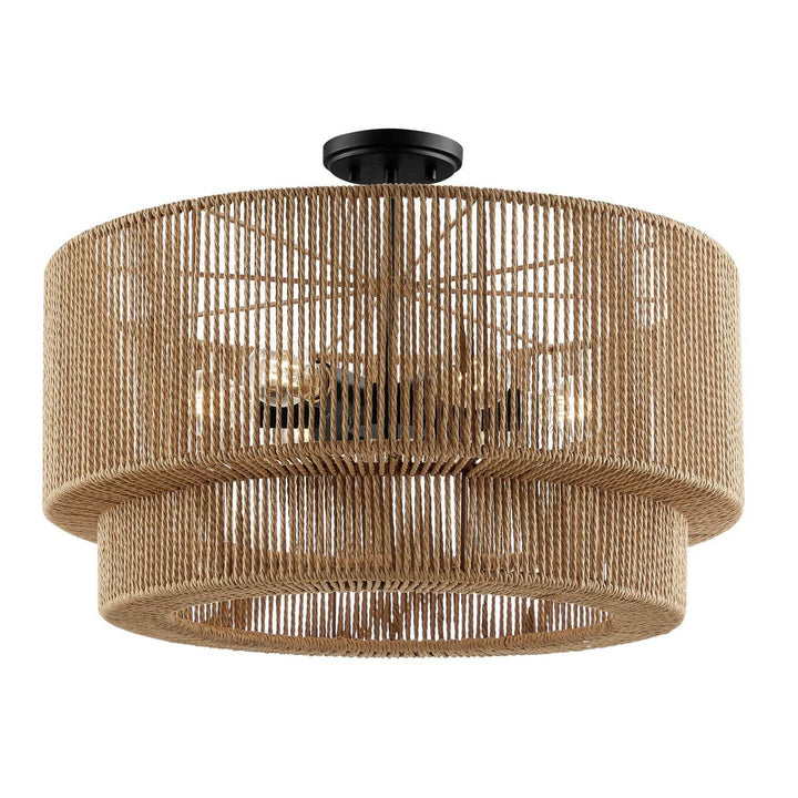 Eco Six Light Semi-Flush Mount in Matte Black Justice Designs