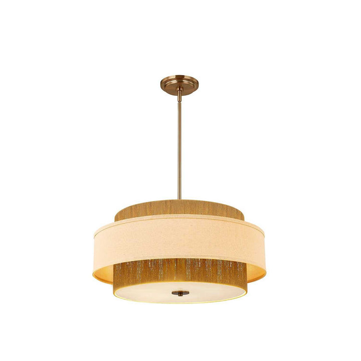 Textile Five Light Pendant in Brushed Brass Justice Designs