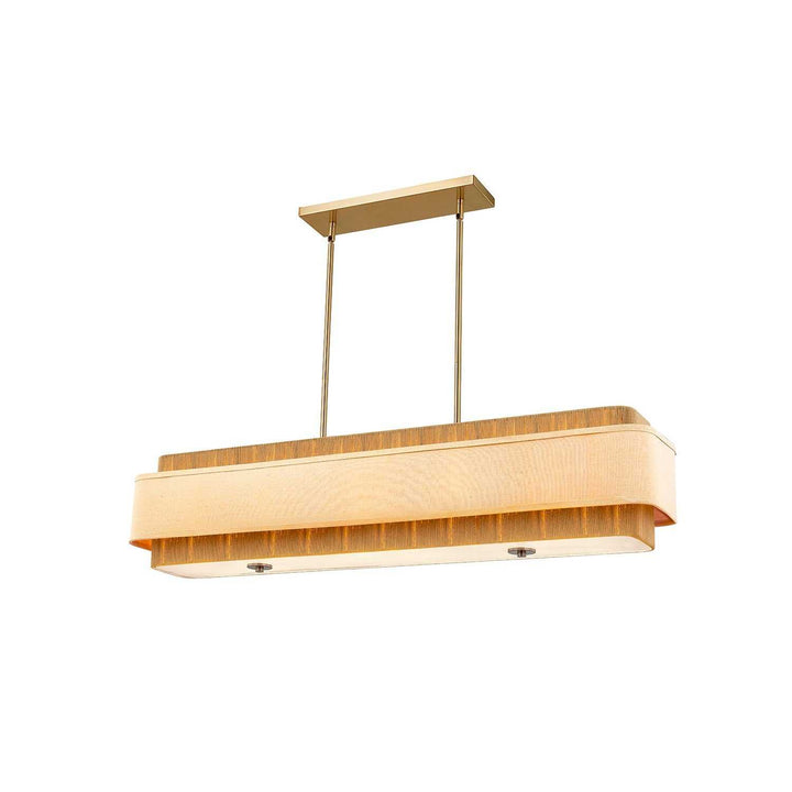 Textile Five Light Linear Pendant in Brushed Brass Justice Designs
