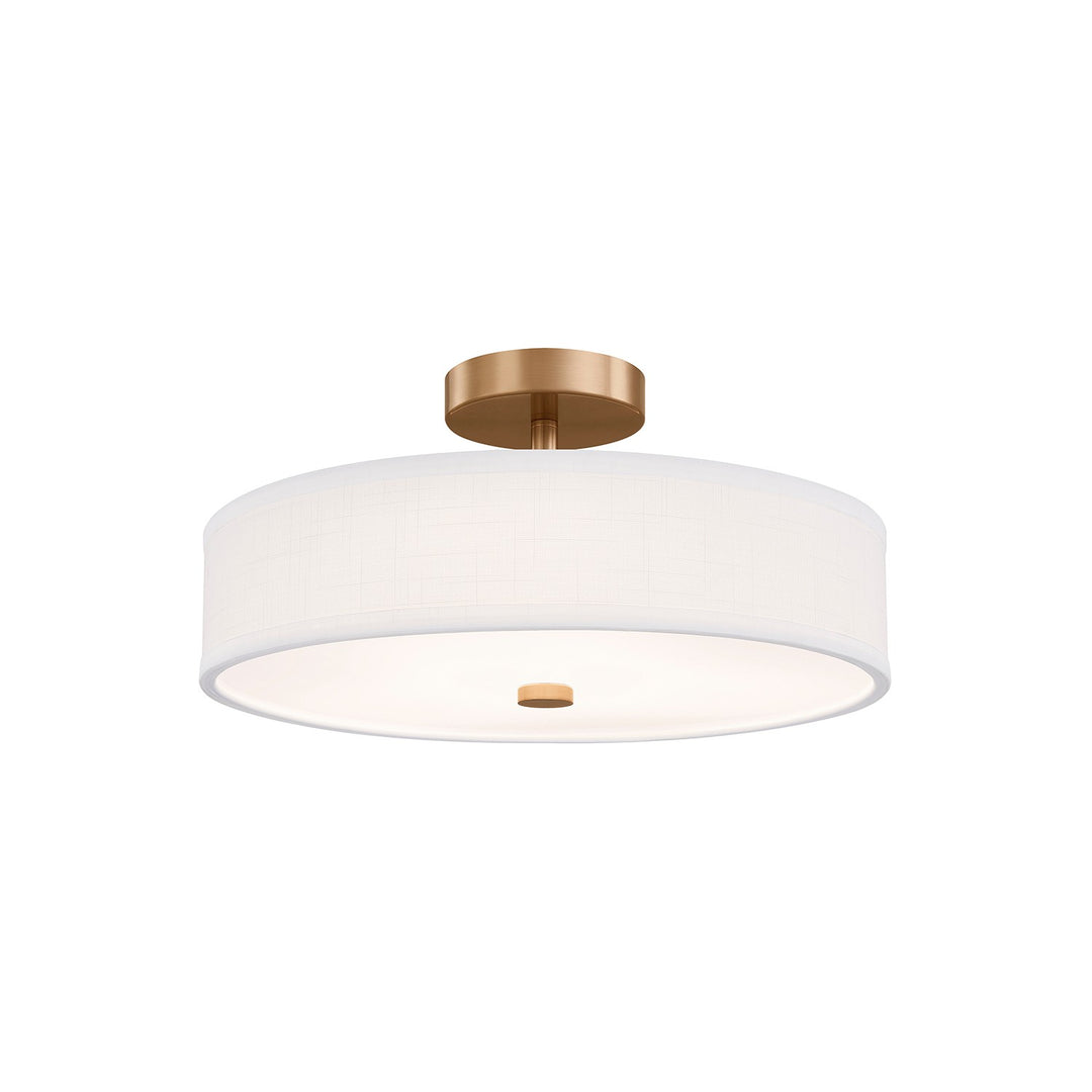 Justice Designs - FAB-9301-WHTE-BRSS - LED Semi-Flush Mount - Textile - Brushed Brass