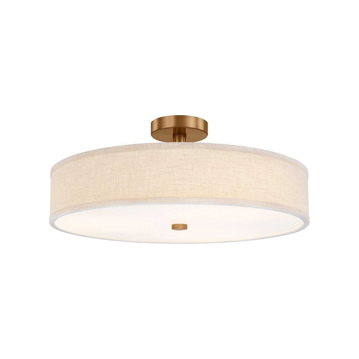 Textile LED Semi-Flush Mount in Brushed Brass Justice Designs