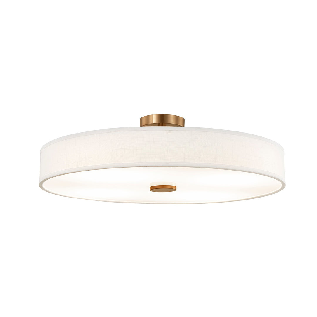 Justice Designs - FAB-9304-WHTE-BRSS - LED Semi-Flush Mount - Textile - Brushed Brass