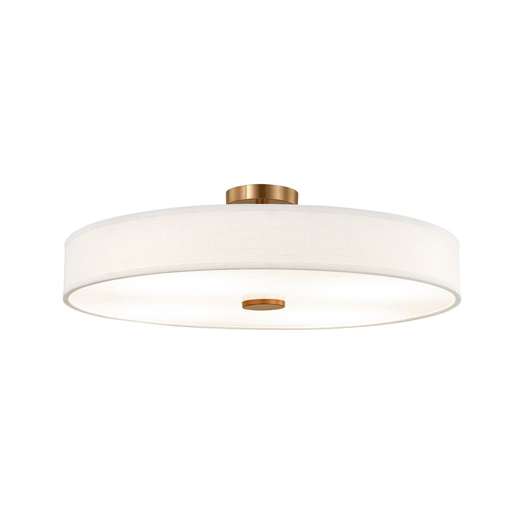 Justice Designs - FAB-9304-WHTE-BRSS - LED Semi-Flush Mount - Textile - Brushed Brass