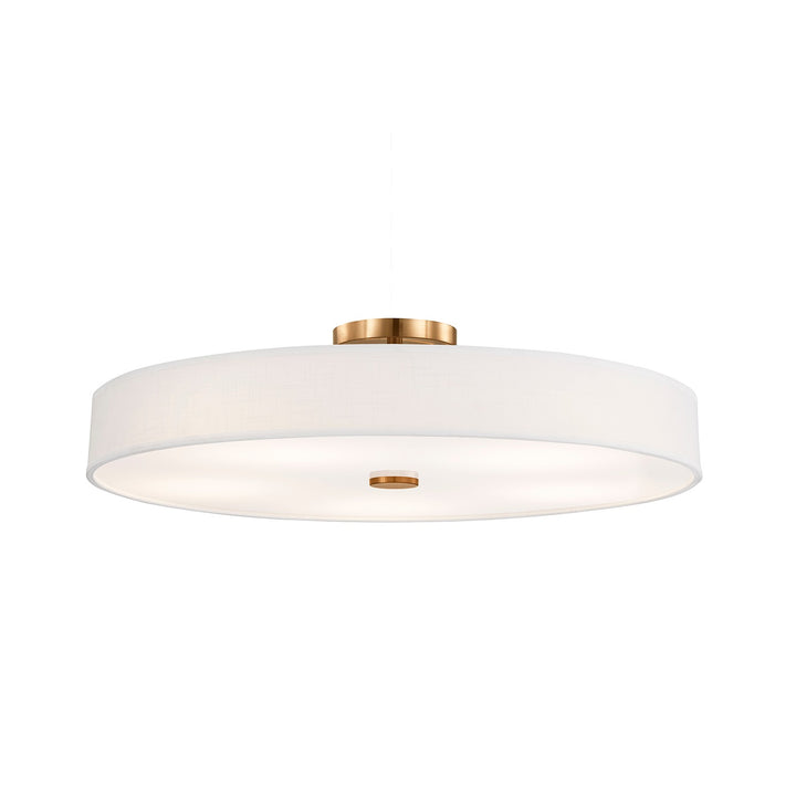 Justice Designs - FAB-9307-WHTE-BRSS - LED Semi-Flush Mount - Textile - Brushed Brass
