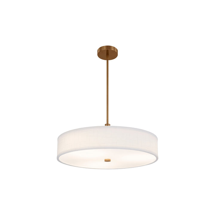 Justice Designs - FAB-9312-WHTE-BRSS - LED Pendant - Textile - Brushed Brass