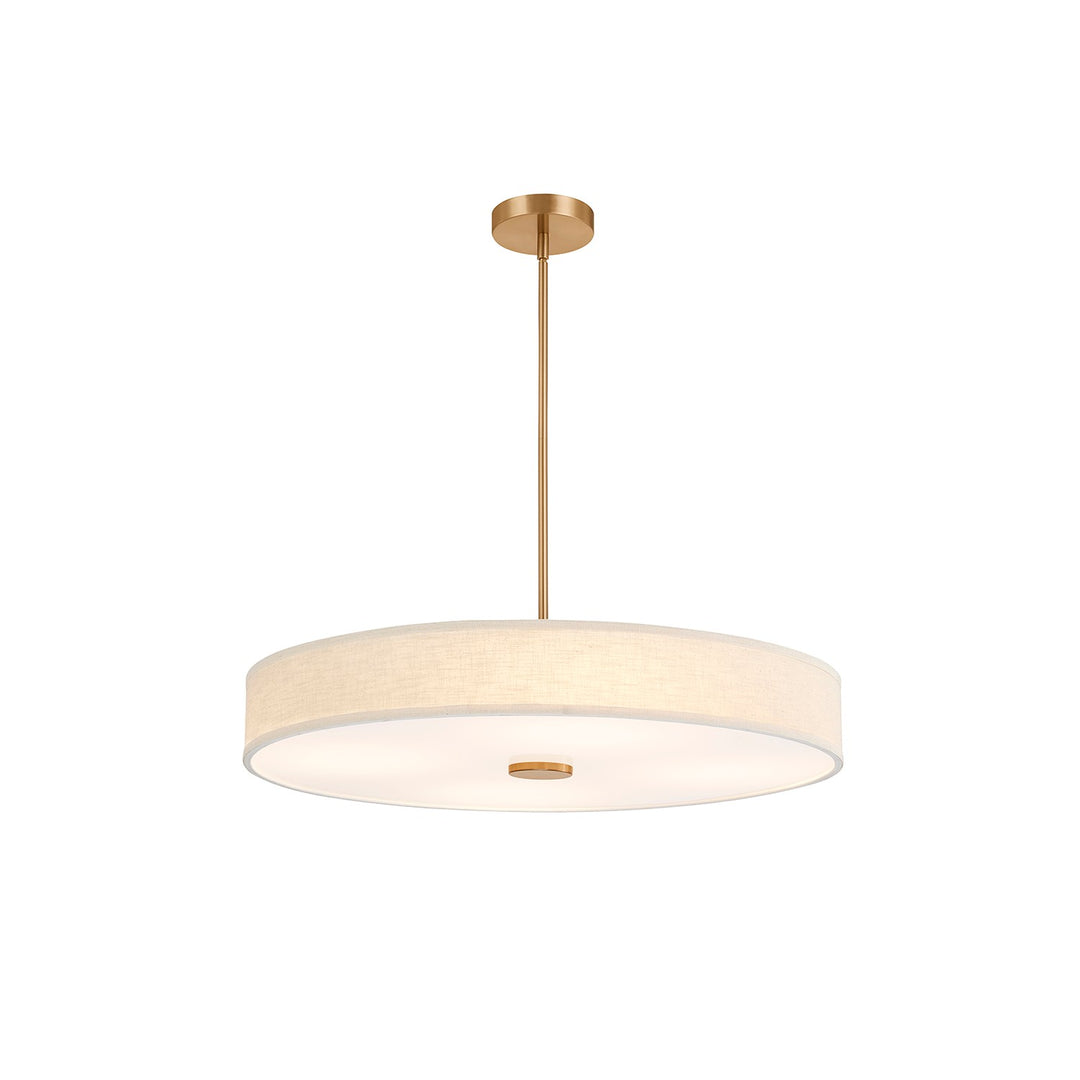 Justice Designs - FAB-9314-CREM-BRSS - LED Pendant - Textile - Brushed Brass