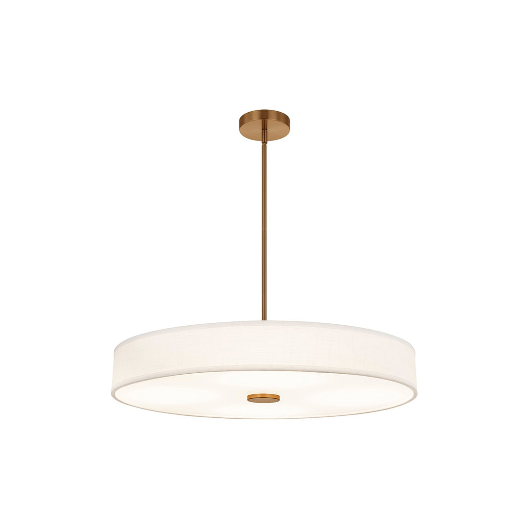 Justice Designs - FAB-9314-WHTE-BRSS - LED Pendant - Textile - Brushed Brass
