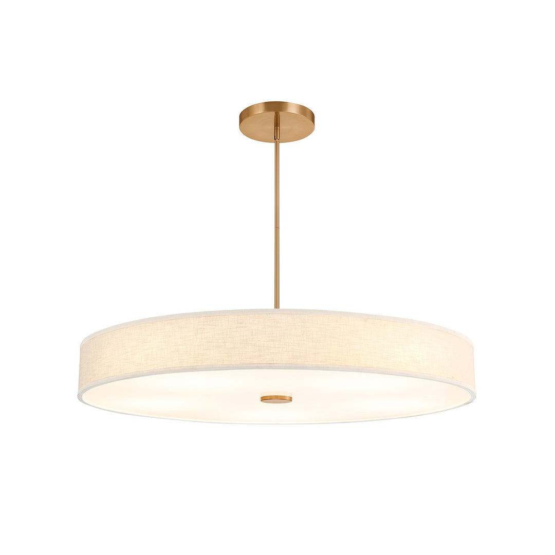 Justice Designs - FAB-9317-CREM-BRSS - LED Pendant - Textile - Brushed Brass