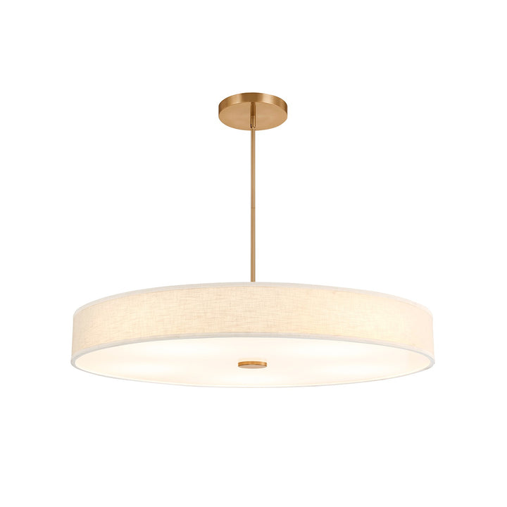 Justice Designs - FAB-9317-CREM-BRSS - LED Pendant - Textile - Brushed Brass