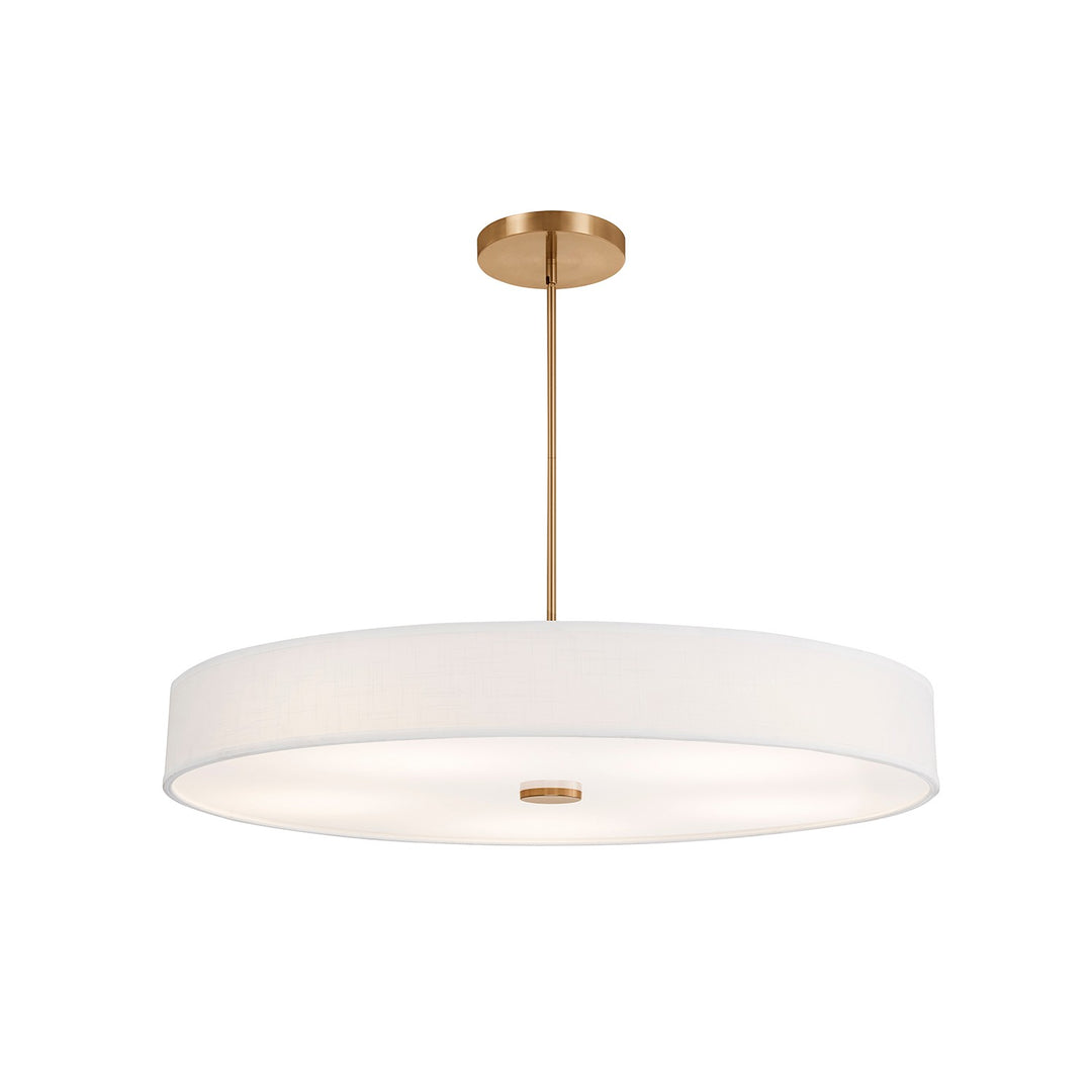 Justice Designs - FAB-9317-WHTE-BRSS - LED Pendant - Textile - Brushed Brass
