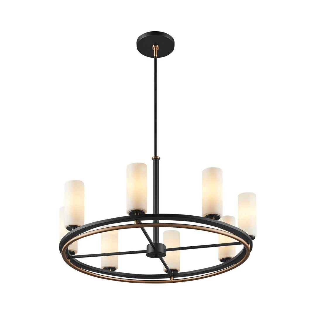 Fusion Eight Light Chandelier in Matte Black w/ Brass Accents Justice Designs