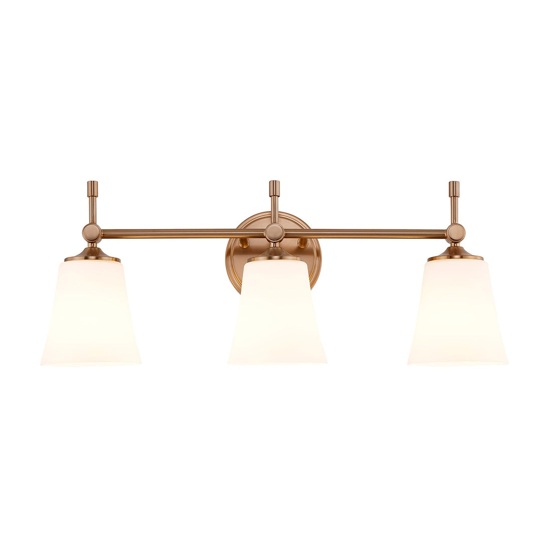 Justice Designs - FSN-8313-OPAL-BRSS - Three Light Bath Bar - Fusion - Brushed Brass