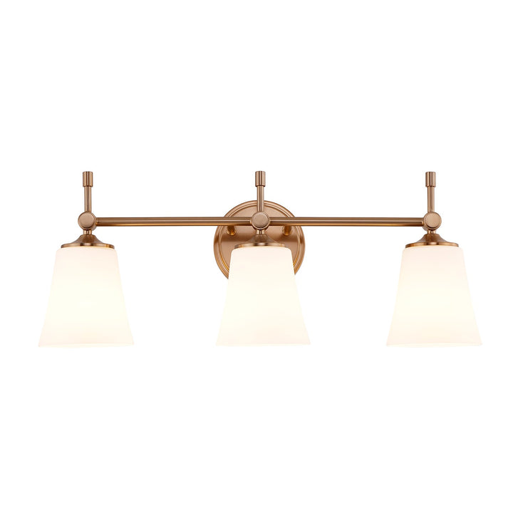 Justice Designs - FSN-8313-OPAL-BRSS - Three Light Bath Bar - Fusion - Brushed Brass