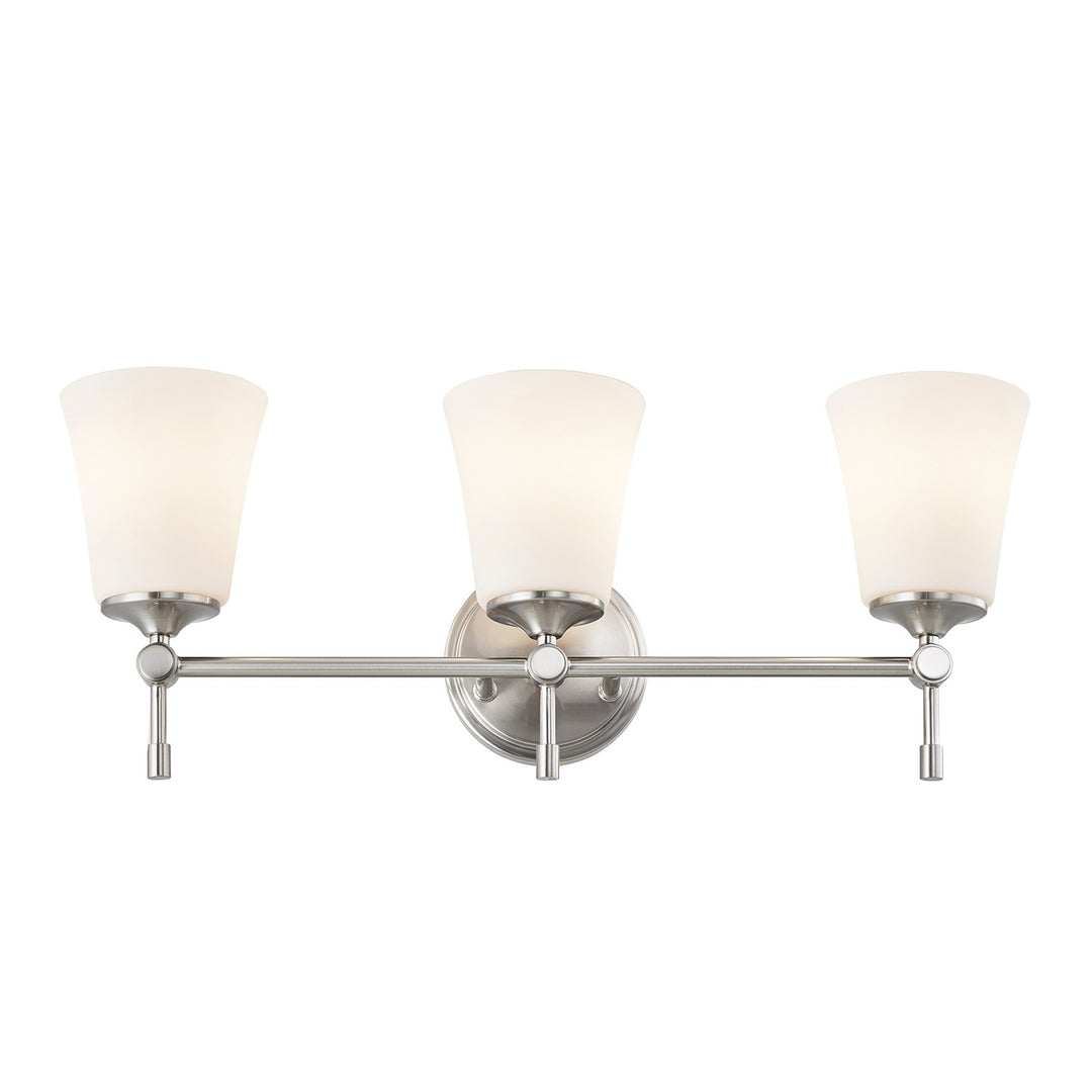 Justice Designs - FSN-8313-OPAL-NCKL - Three Light Bath Bar - Fusion - Brushed Nickel
