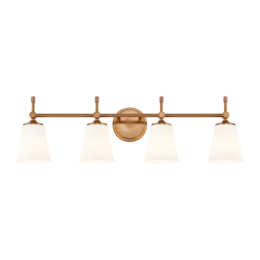 Justice Designs - FSN-8314-OPAL-BRSS - Four Light Bath Bar - Fusion - Brushed Brass