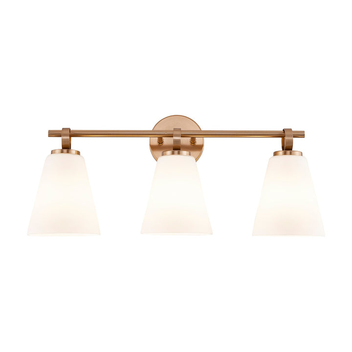 Justice Designs - FSN-8343-OPAL-BRSS - Three Light Bath Bar - Fusion - Brushed Brass