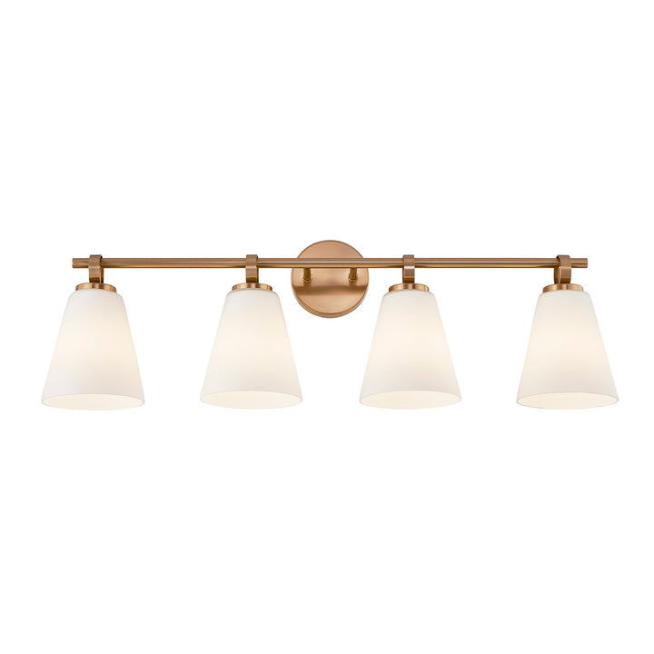 Justice Designs - FSN-8344-OPAL-BRSS - Four Light Bath Bar - Fusion - Brushed Brass