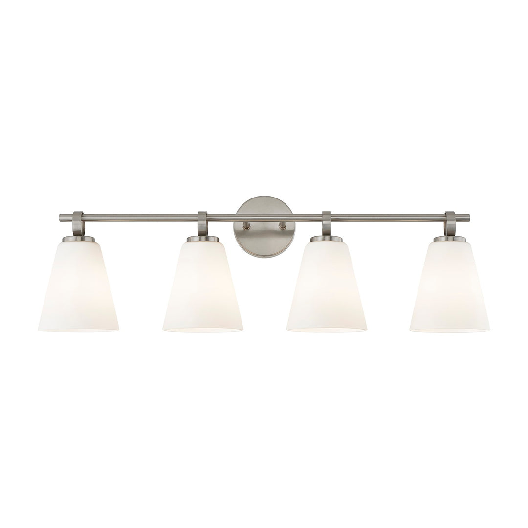 Justice Designs - FSN-8344-OPAL-NCKL - Four Light Bath Bar - Fusion - Brushed Nickel