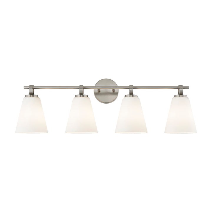 Justice Designs - FSN-8344-OPAL-NCKL - Four Light Bath Bar - Fusion - Brushed Nickel
